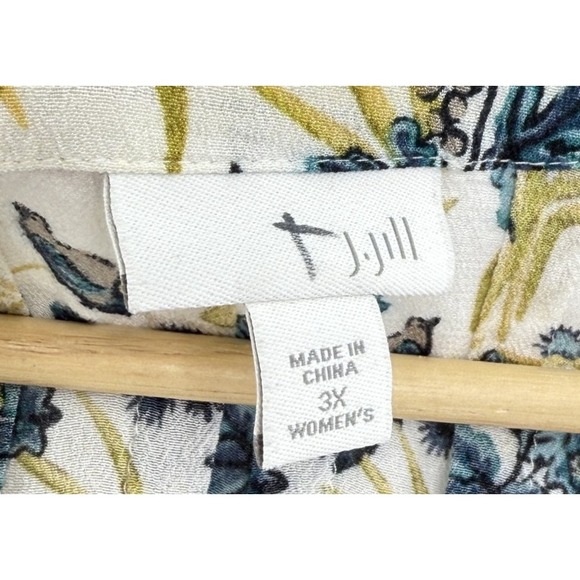 J.Jill Plus Size Blue Yellow Floral Button Front Long Sleeve Rayon Blouse Sz 3x - Picture 10 of 12